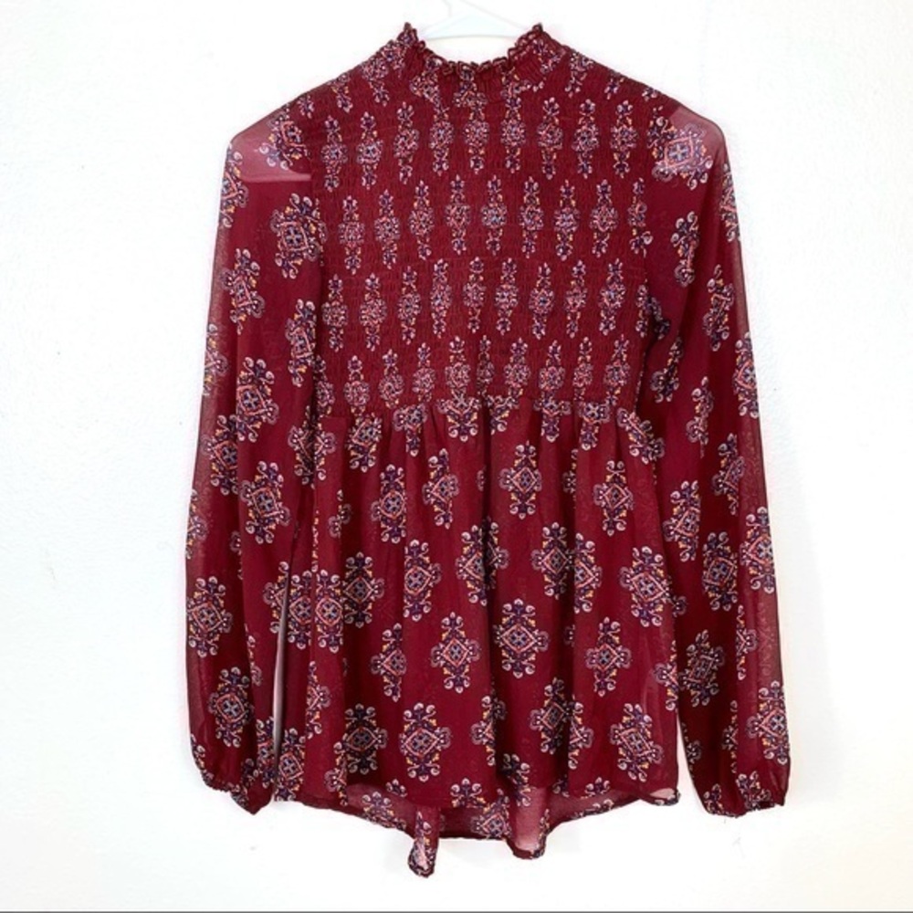 BOHO XHILARATION Women’s Top Blouse Red burgundy